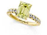Yellow gold Fancy Yellow Emerald Cut Diamond Solitaire Pavé Engagement Ring with Round Band and Prong Setting_50