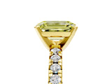 Yellow gold Fancy Yellow Emerald Cut Diamond Solitaire Pavé Engagement Ring with Round Band and Prong Setting_54