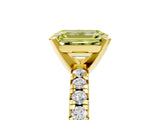 Yellow gold Fancy Yellow Emerald Cut Diamond Solitaire Pavé Engagement Ring with Round Band and Prong Setting_60