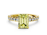 Yellow gold Fancy Yellow Emerald Cut Diamond Solitaire Pavé Engagement Ring with Round Band and Prong Setting_67