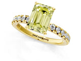 Yellow gold Fancy Yellow Emerald Cut Diamond Solitaire Pavé Engagement Ring with Round Band and Prong Setting_68