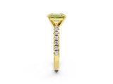 Yellow gold Fancy Yellow Emerald Cut Diamond Solitaire Pavé Engagement Ring with Round Band and Prong Setting_69