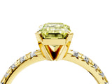 Yellow gold Fancy Yellow Emerald Cut Diamond Solitaire Pavé Engagement Ring with Round Band and Prong Setting_71