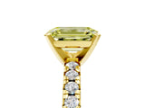 Yellow gold Fancy Yellow Emerald Cut Diamond Solitaire Pavé Engagement Ring with Round Band and Prong Setting_72