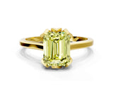 Yellow gold Fancy Yellow Emerald Cut Diamond Solitaire Ring with Flower Prong Setting and Classic Band_103