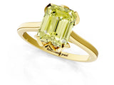 Yellow gold Fancy Yellow Emerald Cut Diamond Solitaire Ring with Flower Prong Setting and Classic Band_104