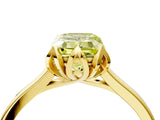 Yellow gold Fancy Yellow Emerald Cut Diamond Solitaire Ring with Flower Prong Setting and Classic Band_107