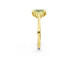 Yellow gold Fancy Yellow Emerald Cut Diamond Solitaire Ring with Flower Prong Setting and Classic Band_14