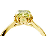 Yellow gold Fancy Yellow Emerald Cut Diamond Solitaire Ring with Flower Prong Setting and Classic Band_16