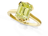 Yellow gold Fancy Yellow Emerald Cut Diamond Solitaire Ring with Flower Prong Setting and Classic Band_37