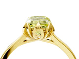 Yellow gold Fancy Yellow Emerald Cut Diamond Solitaire Ring with Flower Prong Setting and Classic Band_40