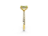 Yellow gold Fancy Yellow Emerald Cut Diamond Solitaire Ring with Four-Prong Setting and Pavé Band_5