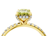 Yellow gold Fancy Yellow Emerald Cut Diamond Solitaire Ring with Four-Prong Setting and Pavé Band_7