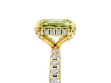 Yellow gold Fancy Yellow Emerald Cut Diamond Solitaire Ring with Four-Prong Setting and Pavé Band_8