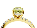 Yellow gold Fancy Yellow Emerald Cut Diamond Solitaire Ring with Pavé Band and Four-Prong Setting_48