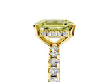 Yellow gold Fancy Yellow Emerald Cut Diamond Solitaire Ring with Pavé Band and Four-Prong Setting_49