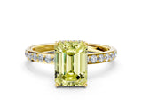 Yellow gold Fancy Yellow Emerald Cut Diamond Solitaire Ring with Pavé Band and Hidden Halo_21