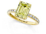 Yellow gold Fancy Yellow Emerald Cut Diamond Solitaire Ring with Pavé Band and Hidden Halo_22