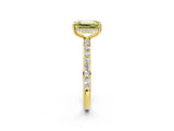 Yellow gold Fancy Yellow Emerald Cut Diamond Solitaire Ring with Pavé Band and Hidden Halo_23