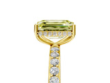 Yellow gold Fancy Yellow Emerald Cut Diamond Solitaire Ring with Pavé Band and Hidden Halo_26