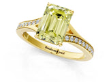 Yellow gold Fancy Yellow Emerald Cut Diamond Solitaire Ring with Pavé Band and Prong Setting_13