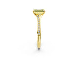 Yellow gold Fancy Yellow Emerald Cut Diamond Solitaire Ring with Pavé Band and Prong Setting_14