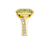 Yellow gold Fancy Yellow Emerald Cut Diamond Solitaire Ring with Pavé Band and Prong Setting_17