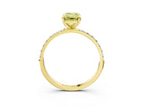 Yellow gold Fancy Yellow Emerald Cut Diamond Solitaire Ring with Pave Band and Four Prong Setting_76