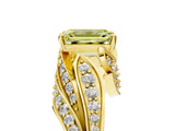 Yellow gold Fancy Yellow Emerald Cut Diamond Solitaire Ring with Prong Setting and Twisted Pavé Band_5