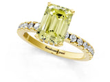 Yellow gold Fancy Yellow Emerald Cut Diamond Solitaire Ring with Round  Pavé Band and Four-Prong Setting_37