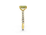 Yellow gold Fancy Yellow Emerald Cut Diamond Solitaire Ring with Round  Pavé Band and Four-Prong Setting_38