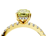 Yellow gold Fancy Yellow Emerald Cut Diamond Solitaire Ring with Round  Pavé Band and Four-Prong Setting_40