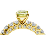 Yellow gold Fancy Yellow Emerald Cut Diamond Solitaire Ring with Shared Prong Pavé Band and Four-Prong Setting_62