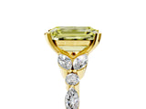 Yellow gold Fancy Yellow Emerald Cut Diamond Solitaire Ring with Side Stones and Four-Prong Setting_279