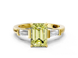 Yellow gold Fancy Yellow Emerald  Cut Diamond Solitaire Ring with Tapered Baguette Accents and Four-Prong Setting_44