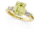 Yellow gold Fancy Yellow Emerald  Cut Diamond Solitaire Ring with Tapered Baguette Accents and Four-Prong Setting_45