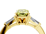 Yellow gold Fancy Yellow Emerald  Cut Diamond Solitaire Ring with Tapered Baguette Accents and Four-Prong Setting_48