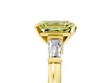 Yellow gold Fancy Yellow Emerald  Cut Diamond Solitaire Ring with Tapered Baguette Accents and Four-Prong Setting_49