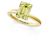 Yellow gold Fancy Yellow Emerald Cut Diamond Solitaire Ring with Thin Band and Prong Setting_13