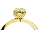 Yellow gold Fancy Yellow Emerald Cut Diamond Solitaire Ring with Thin Band and Prong Setting_16
