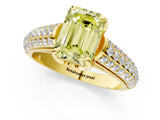 Yellow gold Fancy Yellow Emerald Cut Diamond Solitaire Ring with Three-Row Pavé Band and Four-Prong Setting_38