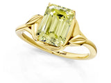 Yellow gold Fancy Yellow Emerald Cut Diamond Solitaire Ring with Twist Band and Four-Prong Setting_57