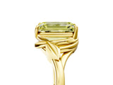 Yellow gold Fancy Yellow Emerald Cut Diamond Solitaire Ring with Twist Band and Four-Prong Setting_61