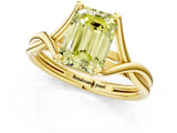 Yellow gold Fancy Yellow Emerald Cut Diamond Solitaire Twist Band Prong Setting Ring_68