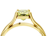 Yellow gold Fancy Yellow Emerald Cut Diamond Solitaire Twist Band Prong Setting Ring_71