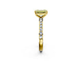 Yellow gold Fancy Yellow Emerald  Cut Diamond Solitaire with Pave Band and Four-Prong Setting 2