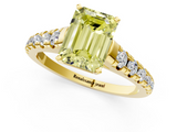 Yellow gold Fancy Yellow Emerald  Cut Diamond Solitaire with Pave Band and Four-Prong Setting_125
