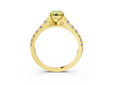 Yellow gold Fancy Yellow Emerald  Cut Diamond Solitaire with Pave Band and Four-Prong Setting_127