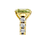 Yellow gold Fancy Yellow Emerald  Cut Diamond Solitaire with Pave Band and Four-Prong Setting_129