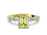 Yellow gold Fancy Yellow Emerald Cut Diamond Solitaire with Side Stones, Pave Band, Four-Prong Setting_88